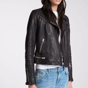 All Saints Leather Moto Jacket Black Size 8
